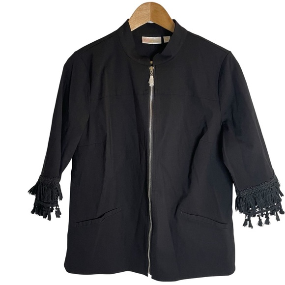 Belle Black full zip Jacket with Fringe Details Size Medium emo goth whimsigoth - Picture 1 of 7